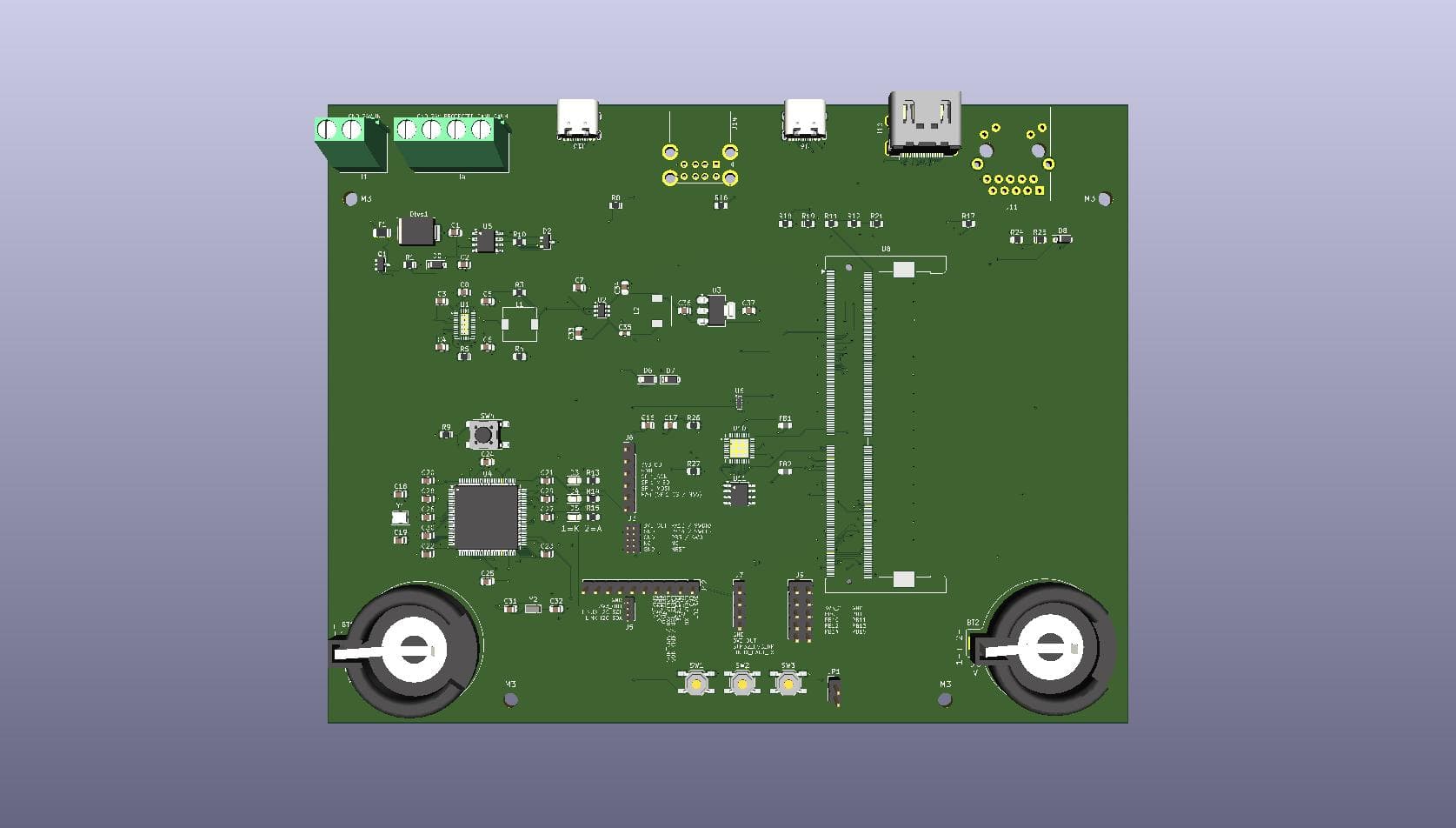 AEEGZ 4-layer master controller PCB with Toradex Verdin i.MX 8M Plus SoM, STM32F407, and CAN bus